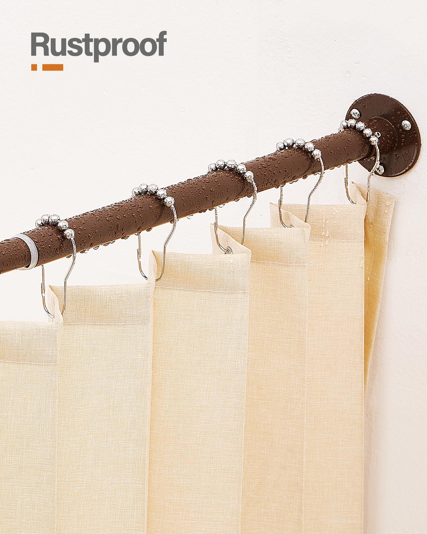 crkmire Crkmire Corner Shower Curtain Rod, Coffee [39"-69"] x [55"-85"] Adjustable L Shaped Shower Rod No-Sagging 90 Degree Curved Curtain Rod for Bathroom Bathtub with 12 Ring Hooks & Ceiling Support