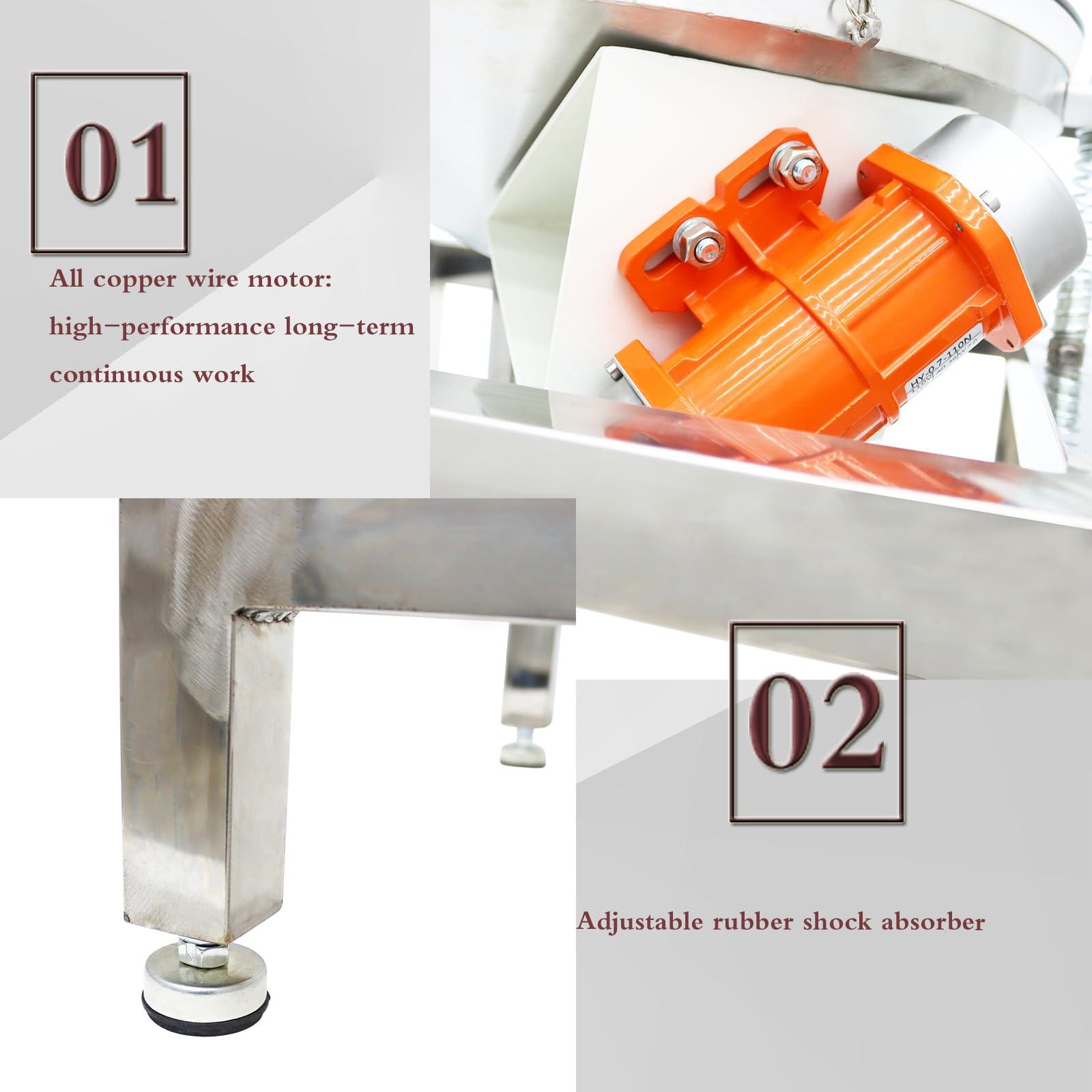 INTSUPERMAI INTSUPERMAI Powder Shaker Electric Sieve Vibrating Screen with 40 and 100 Mesh Screen Stainless Steel Electric Sifter Shaker Machine 110V 19.6 inch