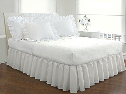 FRESH IDEAS FRESH IDEAS Bedding Ruffled Bed Skirt, Classic 14” Drop Length, Gathered Styling, Cali King, White