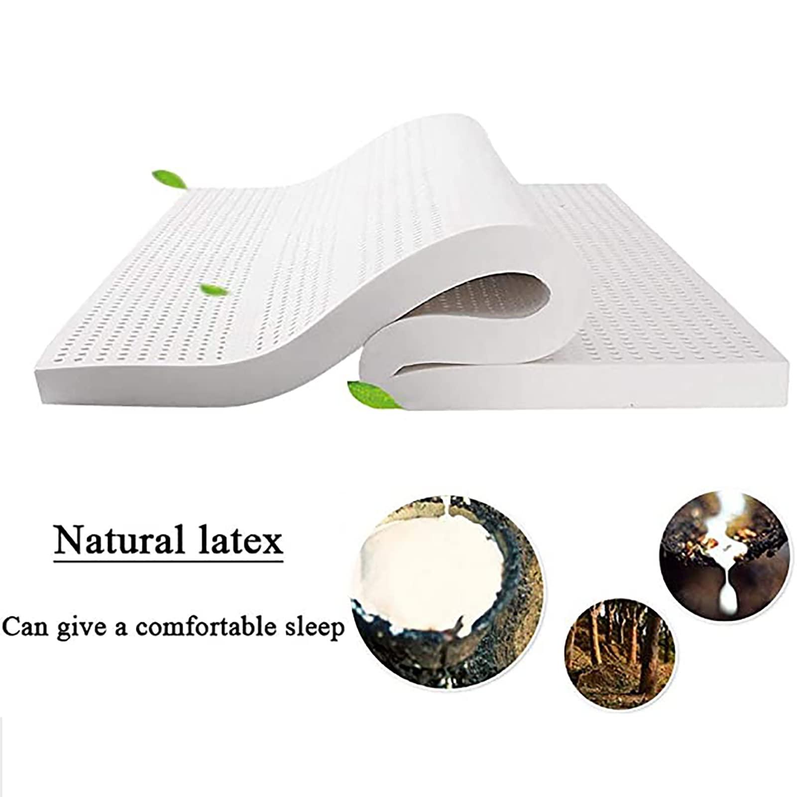 NaKeah NaKeah 100% Natural Latex Mattresses Massage Single Double Hotel Mattress Family King Queen Twin Full Size - 1/2/3/4 Inch - Organic Cover Included,7.5cm,150x200cm