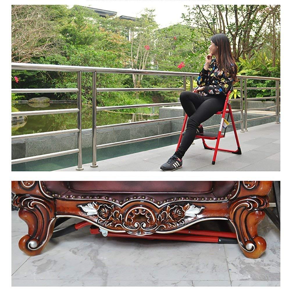 LXB LXB Step Stool for Adults s Small Ladder Household Indoor Folding Ladder Iron and Steel 2 Steps Multifunction Staircase Stool/Red