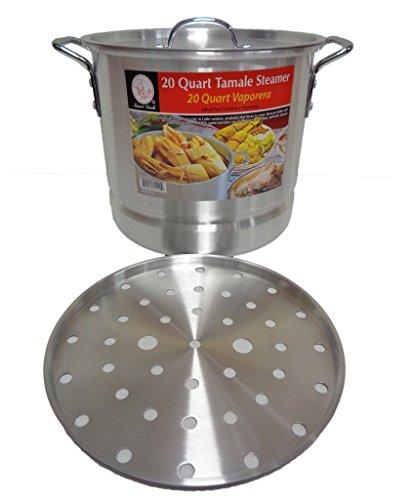 Smart Cook Tamale Steamer Vaporera Stock Pot Aluminum Tamale/Steamer 1 Set of 52 quart + 40 quart +32 quart + 24 quart +20 quart with steamer inserts and lids.