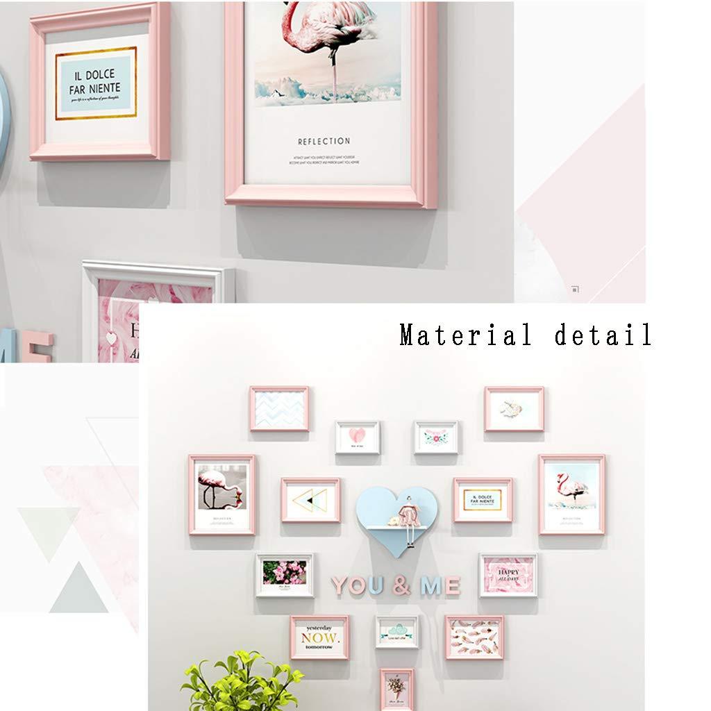 Photo Wall Photo Wall Heart-Shaped, Room Love Photo Frame Wall, Living Room Bedroom Photo Frame Wall Background Wall Combination