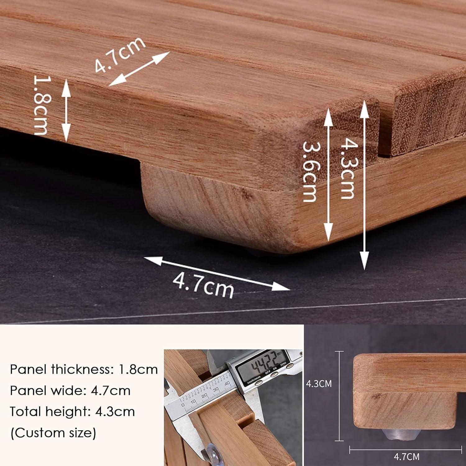 Balissm Balissm 30 40 50 60 70 80 90 100cm Large Bath Mats Slated Platform, Waterproof Teak Wood Shower Matt for Bathroom Floor/Inside Shower/Outside Shower(30x30cm/12x12in)