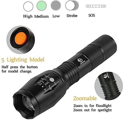 yIFeNG yIFeNG Tactical Flashlight Led Flashlight High Lumens S1000 - XML T6 Upgraded Flash Light Ultra Bright with Zoomable 5 Modes, Camping Accessories for Outdoor Emergency Gear (2 Pack)