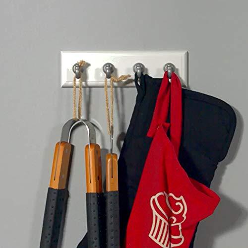 HIGH & MIGHTY HIGH & MIGHTY 515812 Key Rail Organizer Hook Rail, Easy Tool-Free Dry Wall Installation, Holds up to 10lbs, Medium, White & Silver