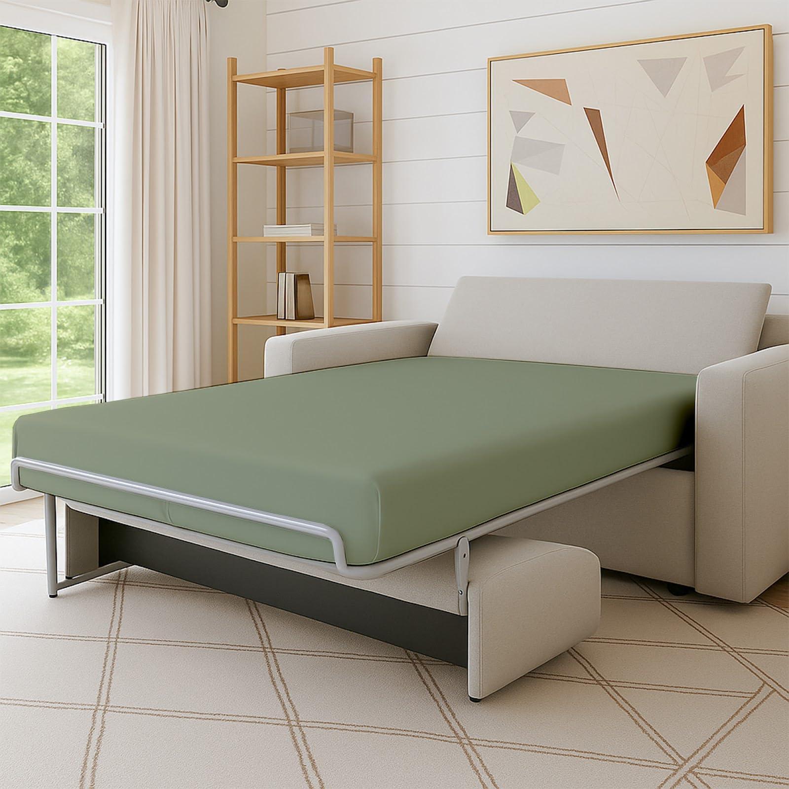 Cottington Lane Sleeper Sofa Fitted Sheet Queen Size - 100% Egyptian Cotton - 6 Inch Deep Fitted Queen Size Sleeper Sofa Sheets - Sofa Sleeper Fitted Sheet Only, Queen Sofa Bed/Pullout Couch Bottom Sheet(Sage)