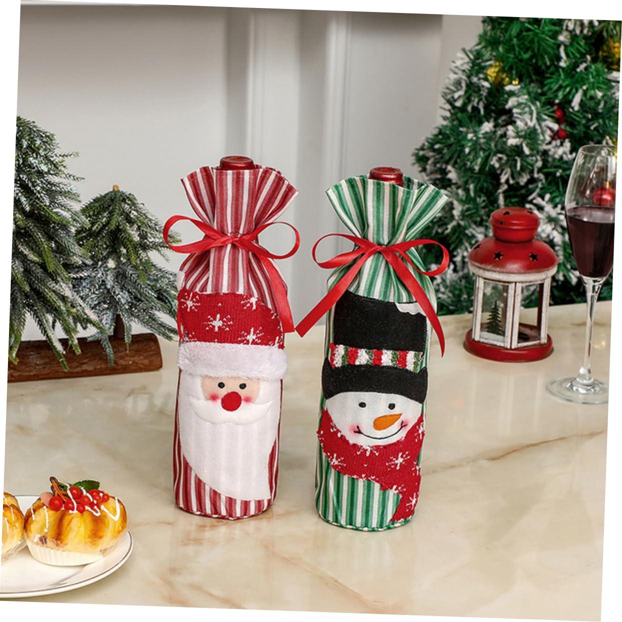 NOLITOY NOLITOY 3pcs Decor Christmas Ornaments Christmas Supplies Bottle Topper Cover Christmas Party Bottle Cover Wine Supply Bottle Cover Xmas Bottle Covers Cloth Elder Wine Bottle Cover