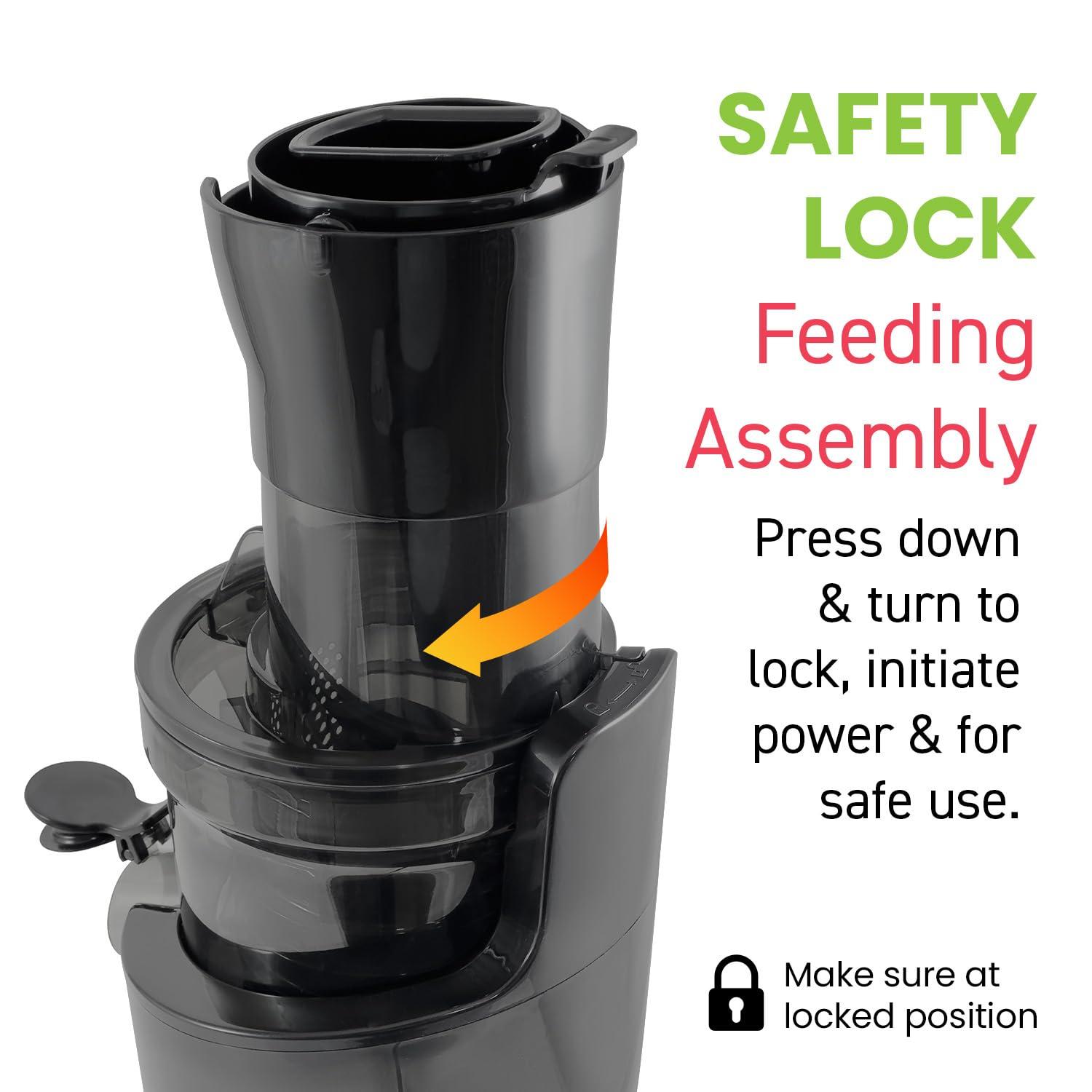 Elite Gourmet Elite Gourmet EJX017 Whole Fruit 3 Feeding Chute, Dynamic Masticating Slow Juicer, High Yield Cold Press Juice Extractor, Nutrient and Vitamin Dense, Easy to Clean, 27 oz Juice Cup, Black