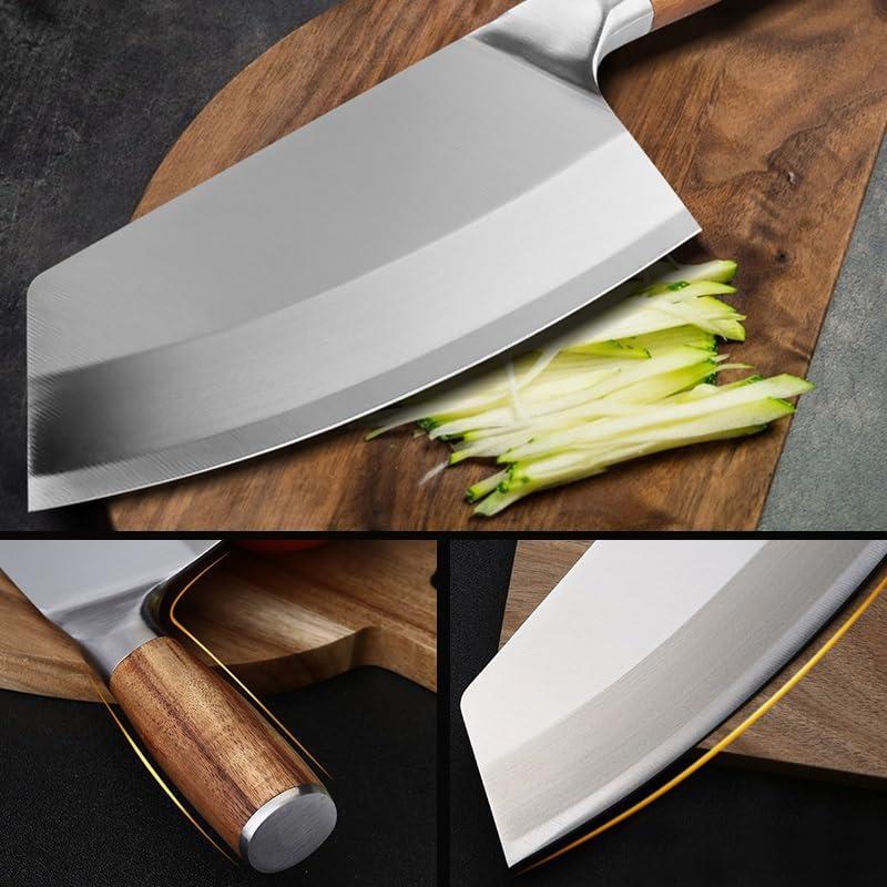 toothgeneric Meat Cleaver,Cleaver Knife 8\" Kitchen Knife Stainless Steel Chinese Chef Knife for Meat Bone Fish Fruit Vegetables Butcher Knife Slicing Cleaver Knife