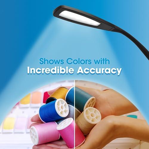 OttLite OttLite LED Desk Lamp with Flexible Neck (Black) - Slim Desk Lamp with 3 Brightness Settings & Touch Activated Controls - Energy-Efficient Natural Daylight LEDs for Home Office, Desk, & Dorms