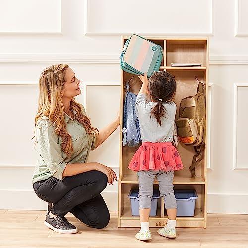 ECR4Kids ECR4Kids 2-Section Coat Locker with Bench, Classroom Furniture, Natural