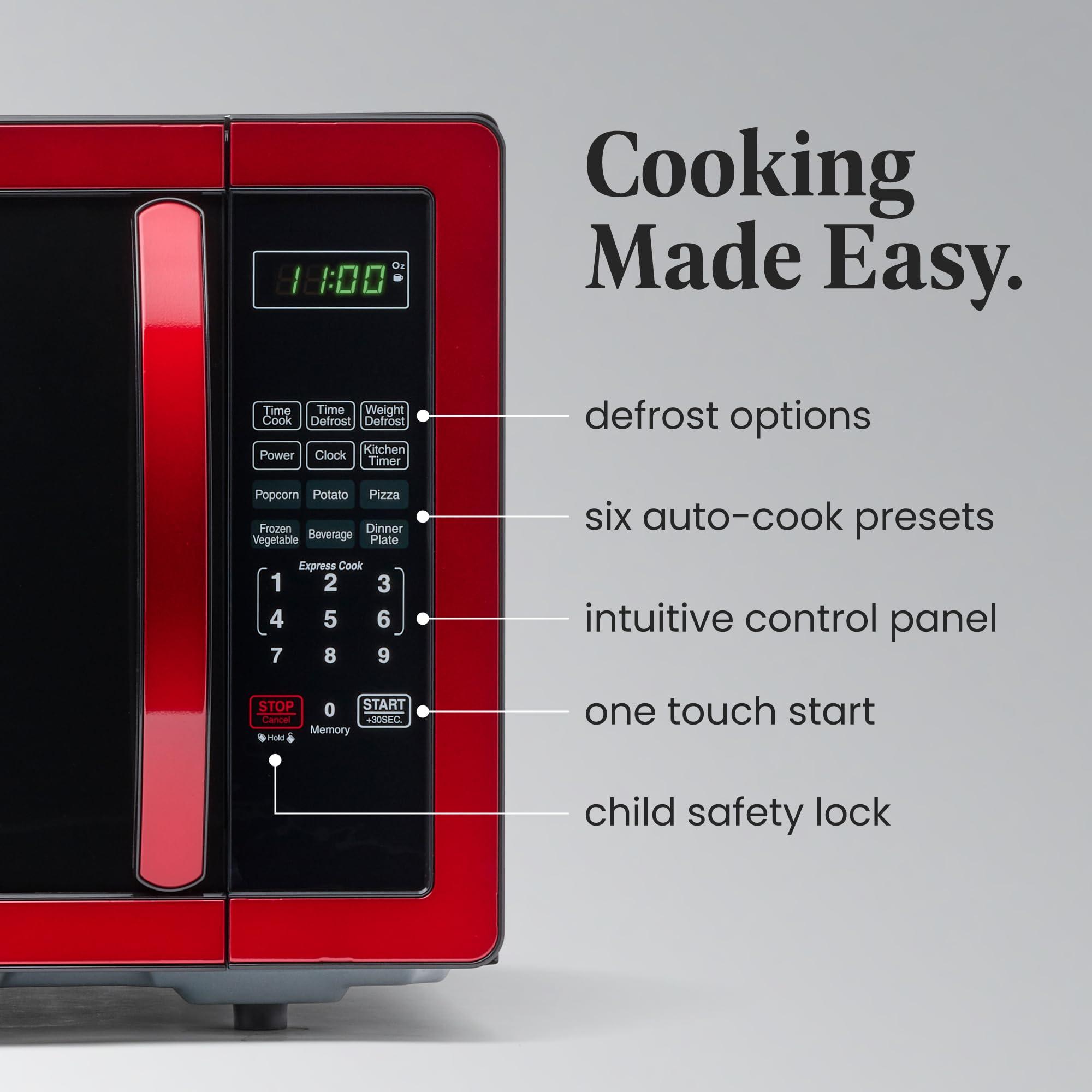 Farberware Farberware Countertop Microwave 1000 Watts, 1.1 cu ft - Microwave Oven With LED Lighting and Child Lock - Perfect for Apartments and Dorms - Easy Clean Metallic Red