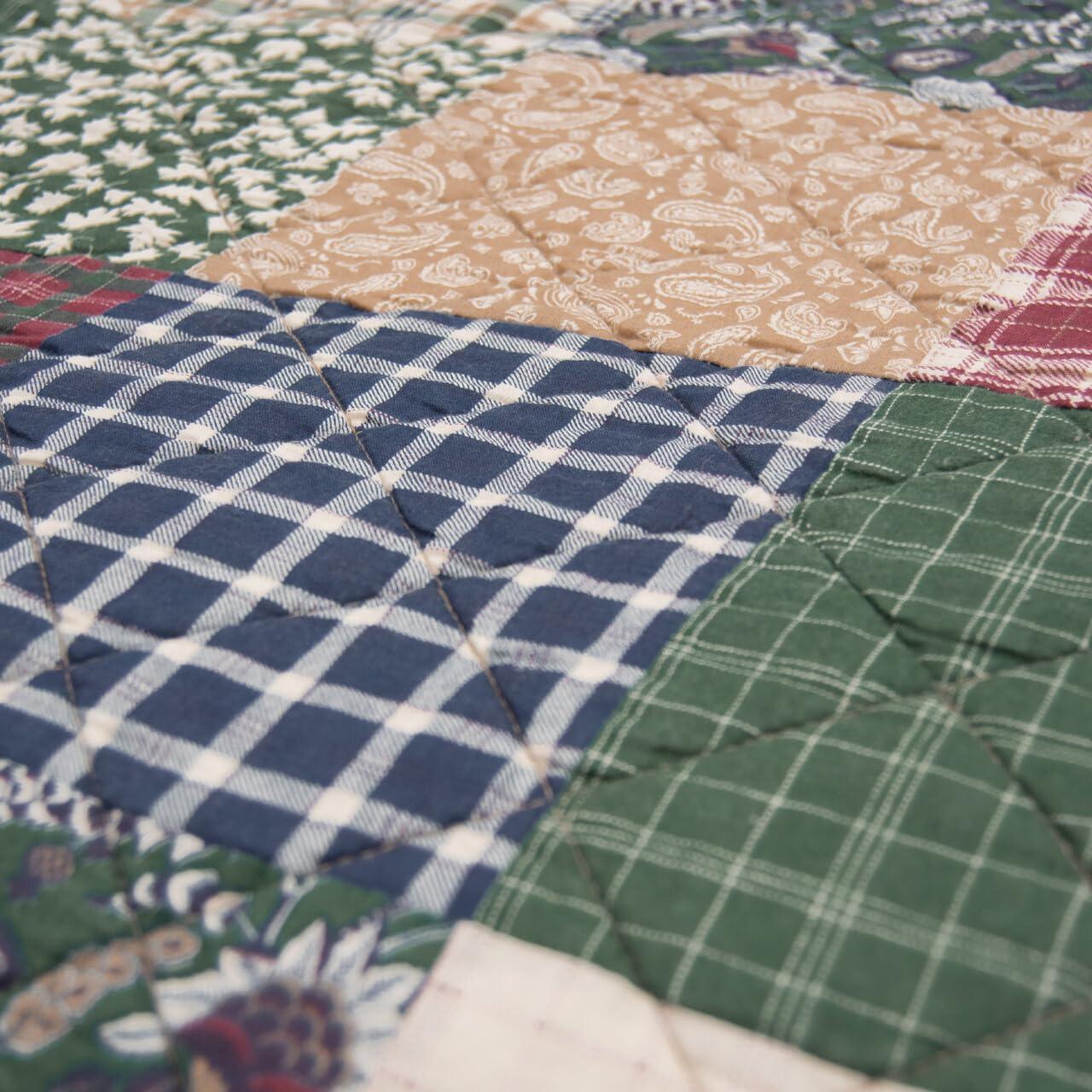 Donna Sharp Donna Sharp Rustic Paisley Pieced Patchwork Cotton Quilted Bedding Set - 3-Piece Queen Size Quilt Set - Includes 1 Quilt and 2 Pillow Shams - Machine Washable - Perfect for Rustic Decor