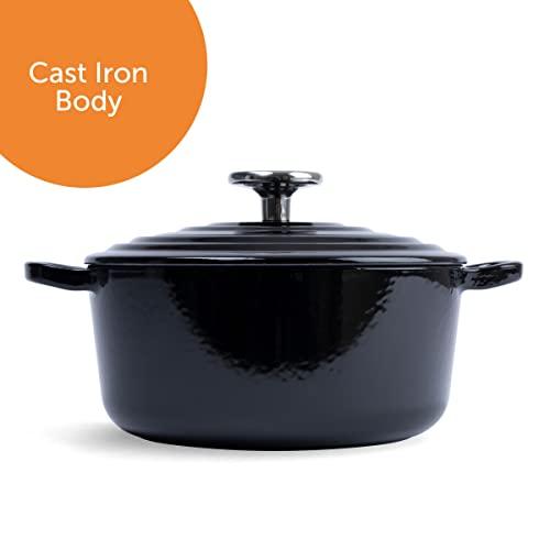 BK BK Bourgogne Enameled Cast Iron Induction 4.4QT Nonstick Dutch Oven, PFAS Free, Dishwasher Safe, Jet Black