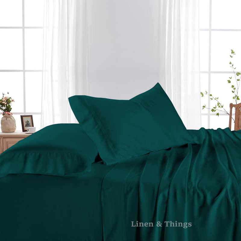 SmartSF Texas King Size (80\" x 98\") 800 Thread Count Luxury Egyptian Cotton Bed Sheets, Sateen Weave, 4PCs Luxury Soft Bed Sheet Set 15\" Deep Pocket - Teal Solid