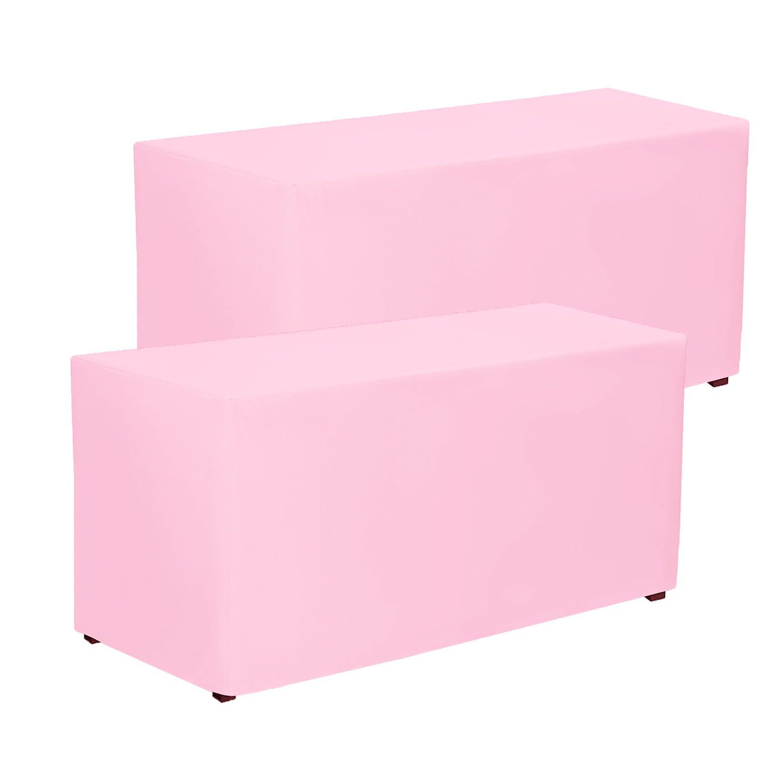 PLOYMONO PLOYMONO Fitted Tablecloths 2 Pack, Floor Length Table Covers for 6 FT Rectangle Table, (72x30 Inch) Polyester Table Cloth for Trade Craft Show, Buffet, Banquet, Wedding(Pink)