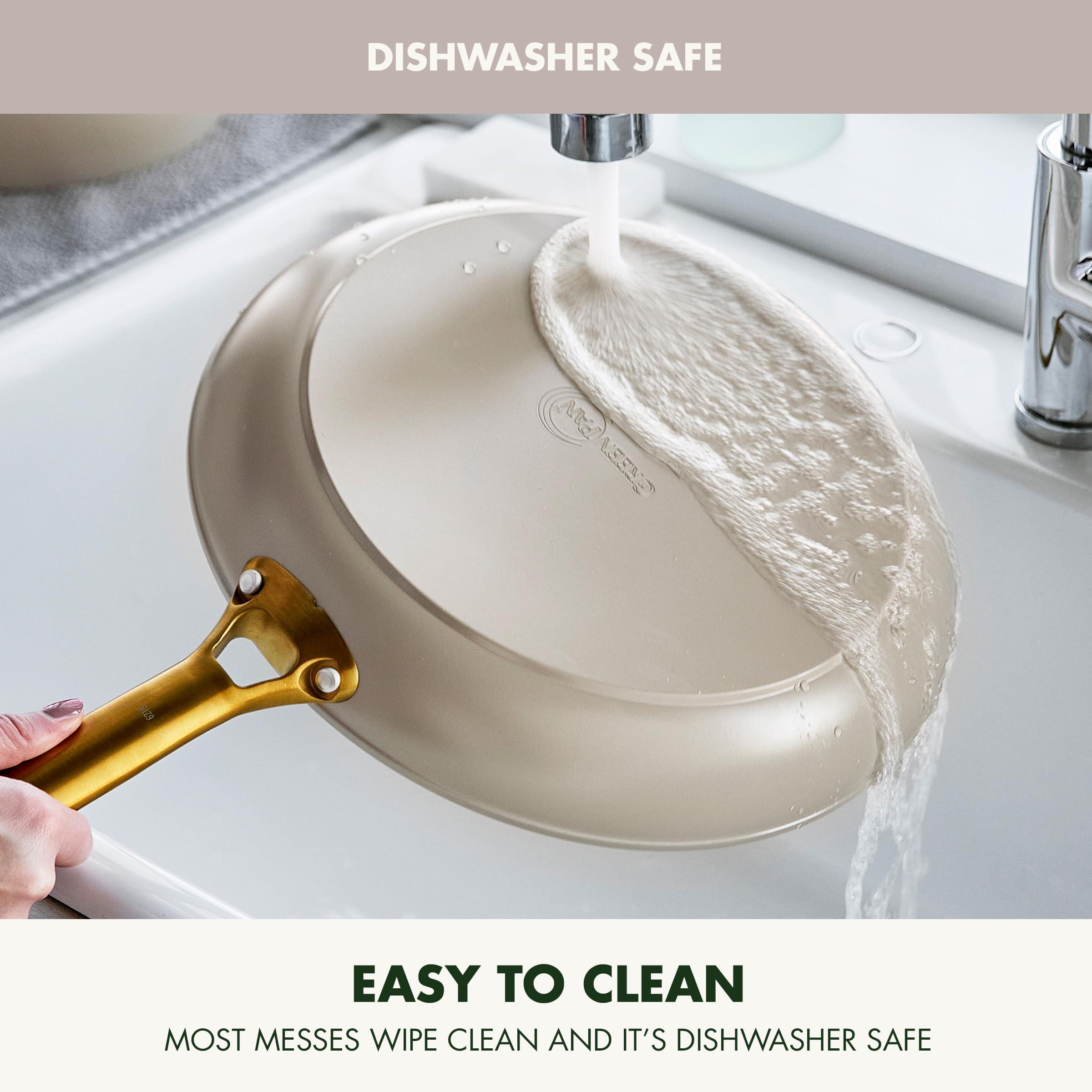 GreenPan GreenPan Reserve 10 Piece Cookware Set, Non-Toxic PFAS-Free Hard Anodized Healthy Ceramic Nonstick, Stainless Steel Gold Handle, Glass Lids, Dishwasher Safe, Oven & Broiler Safe, Taupe Brown