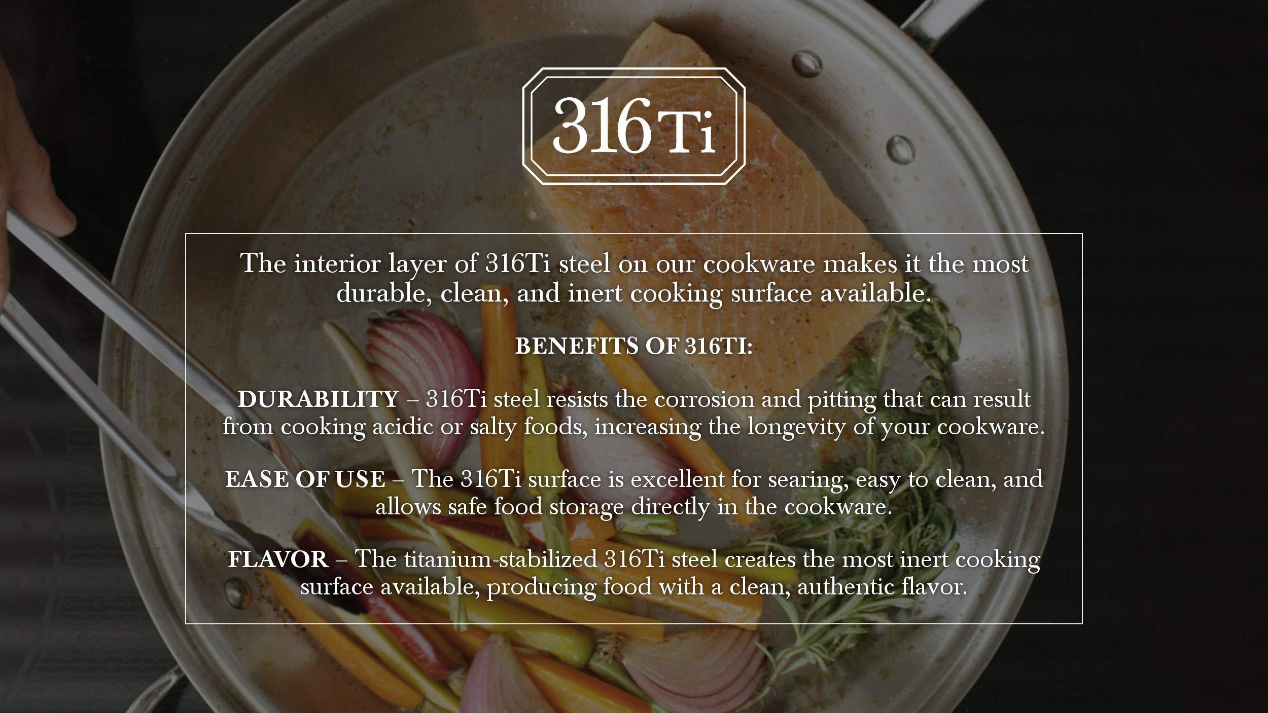 Heritage Steel Heritage Steel 12 Inch Frying Pan | Made In USA | Titanium Series 316Ti Skillet with Stay Cool Handle | Fully Clad Stainless Steel Pan with 5-Ply Construction | Induction Ready & Non Toxic