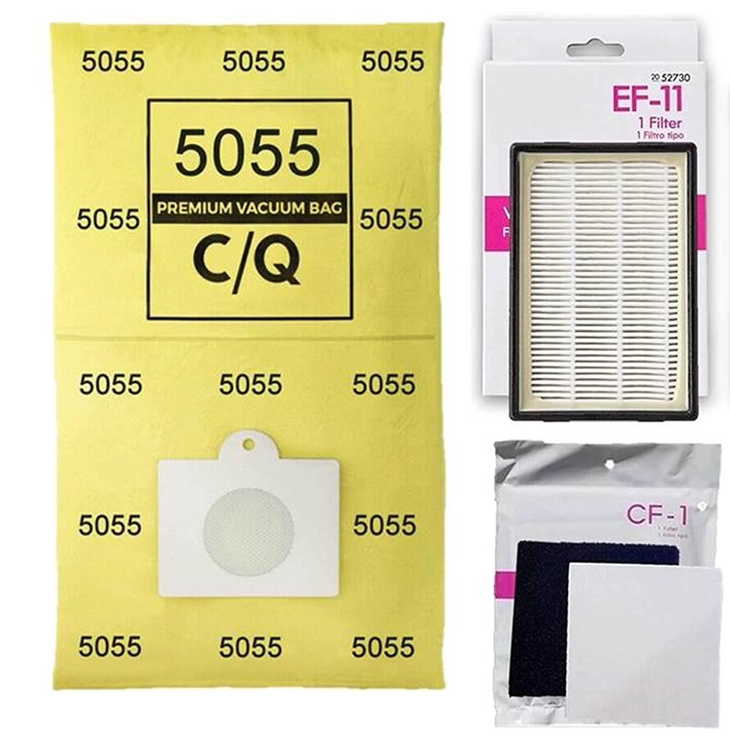 Casa Vacuums 81614 - 81615 - BC4027 Bag and Filter Kit. 12 5055 Bags + 1 EF-11 + 1 CF 1. Compatible with Kenmore 600 Series Bagged Canister Vacuum w/ Pet PowerMate. Replaces Part #\'s C/Q, 50557, 50558, 50104, 52370, 81002