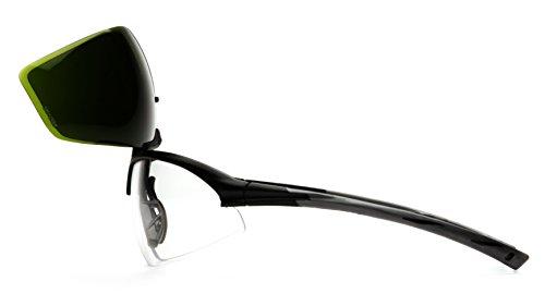 Pyramex Safety Pyramex Onix Plus Safety Eyewear, Clear Anti-Fog Lens 3.0 Ir Filter Flip Lens With Black Frame