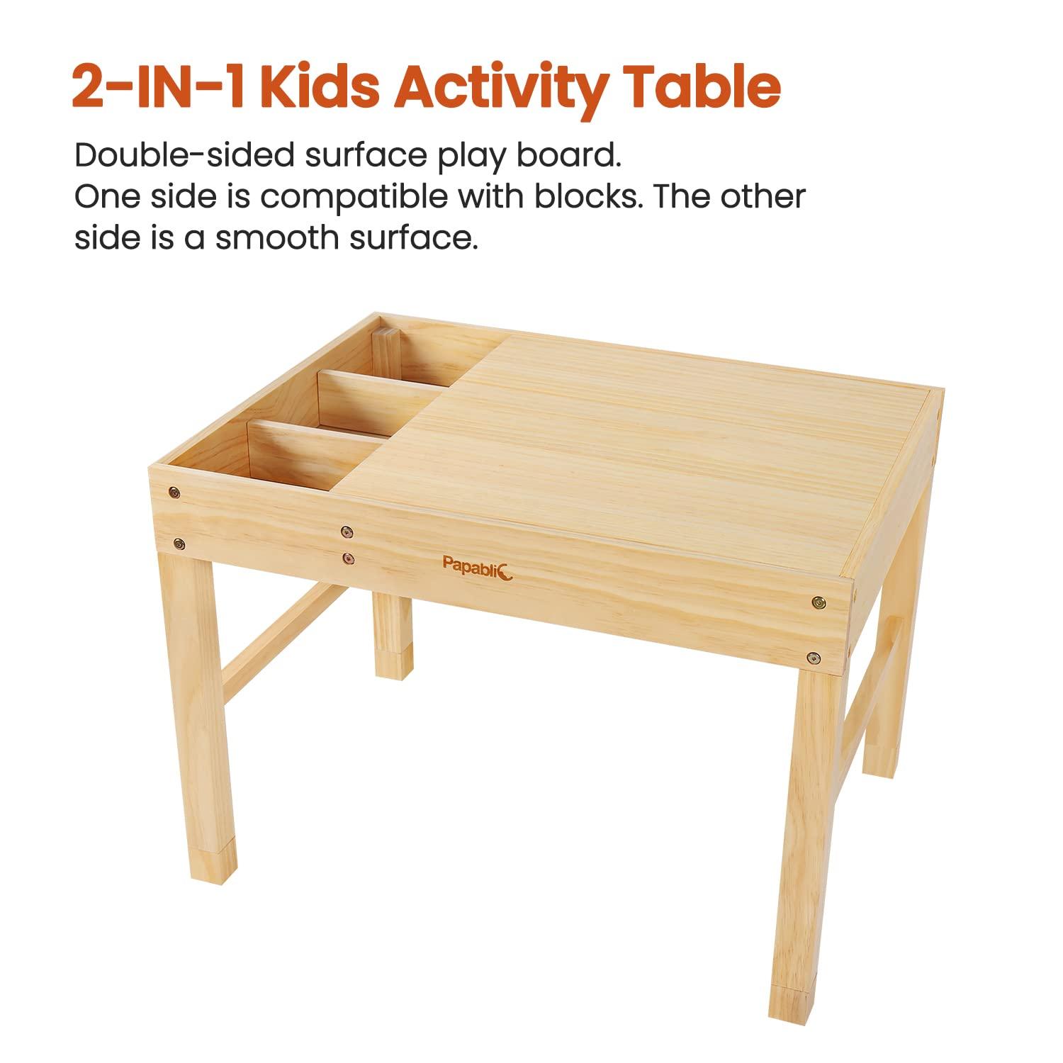 Papablic Papablic 2 in 1 Kid Activity Table with Large Storage for Older Kids Compatible with Lego Building Block for Boys Girls