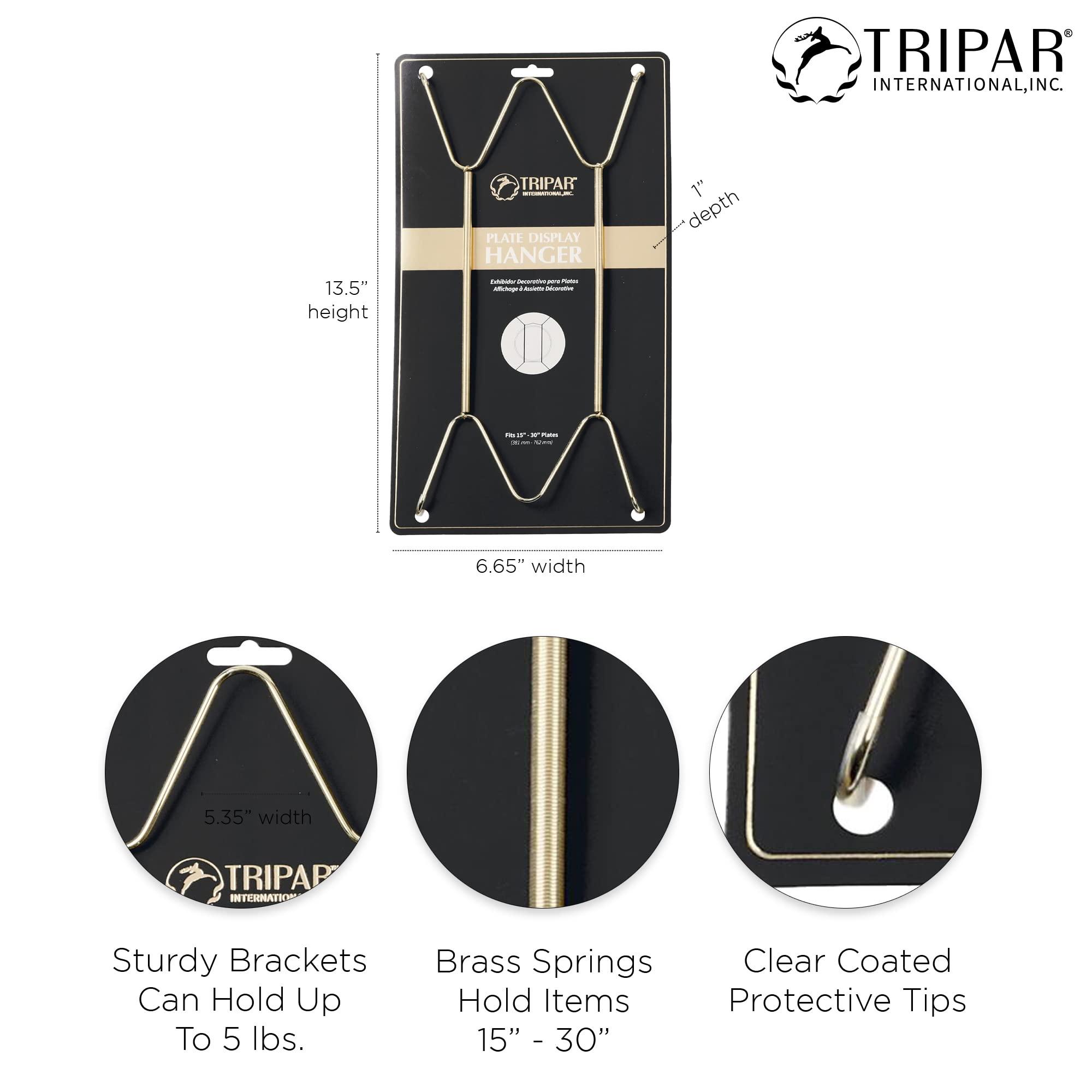 TRIPAR Tripar Wall Plate Hanger, Brass Wire (15-30 Inch), Durable, Flexible Coils Conform to Most Plates, Holds Up to 5lbs on Wall