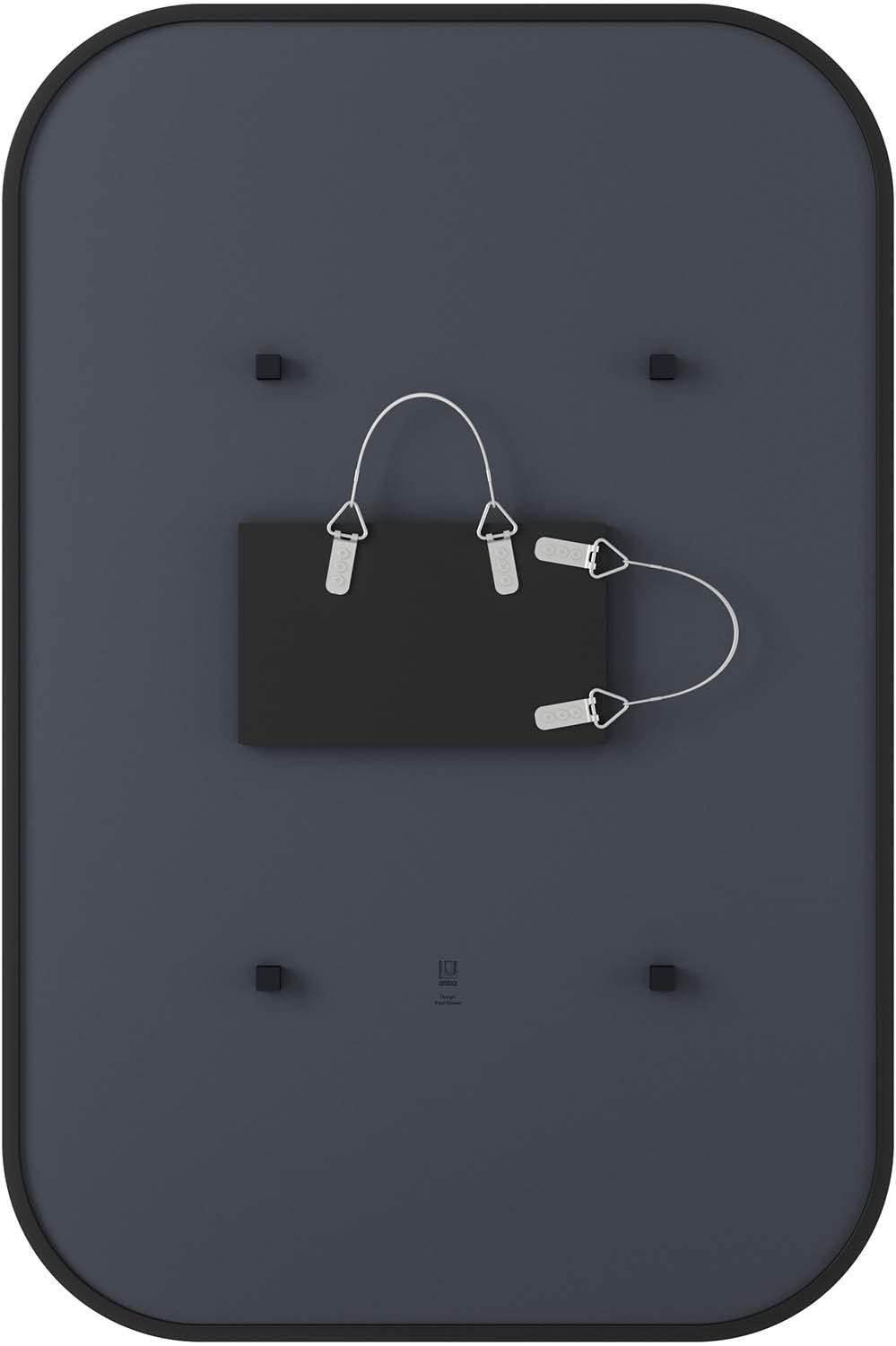 Umbra Umbra Hub Rectangular Wall Mirror with Rubber Frame, Modern Decor for Entryways, Washrooms, Living Rooms, Black