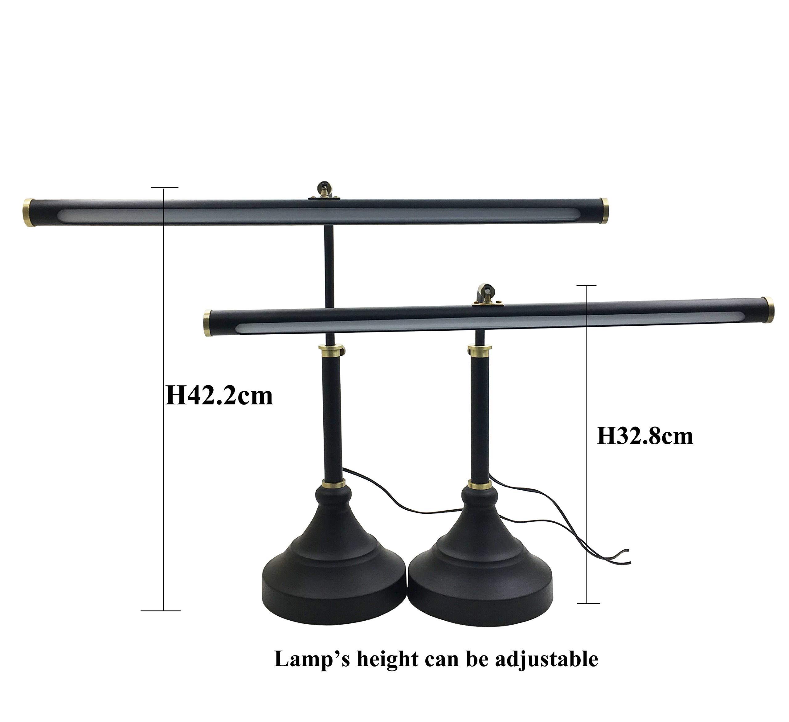 HomeFocus HomeFocus - Piano Lamp,LED Piano Lamp with Dimmer,Eye-Caring,Stepless Dimming,Piano Lamp,Desk Lamp,Reading Lamp for Home Office,Adjustable Height,Multi-Functional,LED 5W,3000K,Metal,Black+Gold