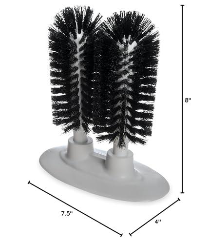 Carlisle FoodService Products SPARTA 4046003 Plastic Twin Glass Washer, Scrub Brush With Suction Base, 8 Inches, Black