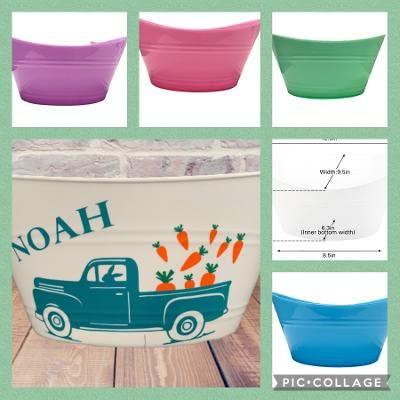 Munchkins and Doodlebugs Personalized Easter Bunny Basket With Name - Custom Bucket with Handles - Large Pail for Egg Hunting