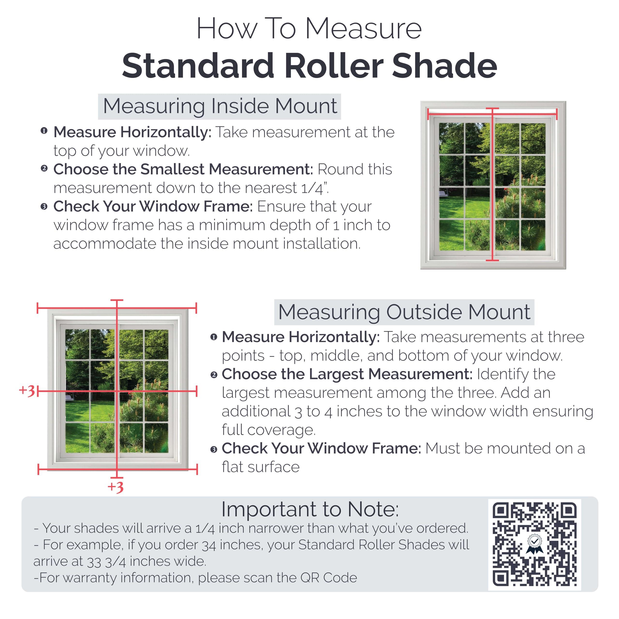 Linen AVENUE Linen Avenue Cordless 1% Solar Screen Standard Roller Shade, Shadow 56 W x 66 H (Arrives 1/4" Narrower)