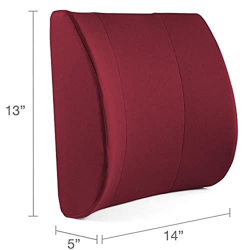 DMI DMI Lumbar Support Pillow for Chair to Assist with Back Support with Removable Washable Cover to Ease Lower Back Pain while Improving Posture, 14 x 13 x 5, Contoured Foam, Premium,Burgundy
