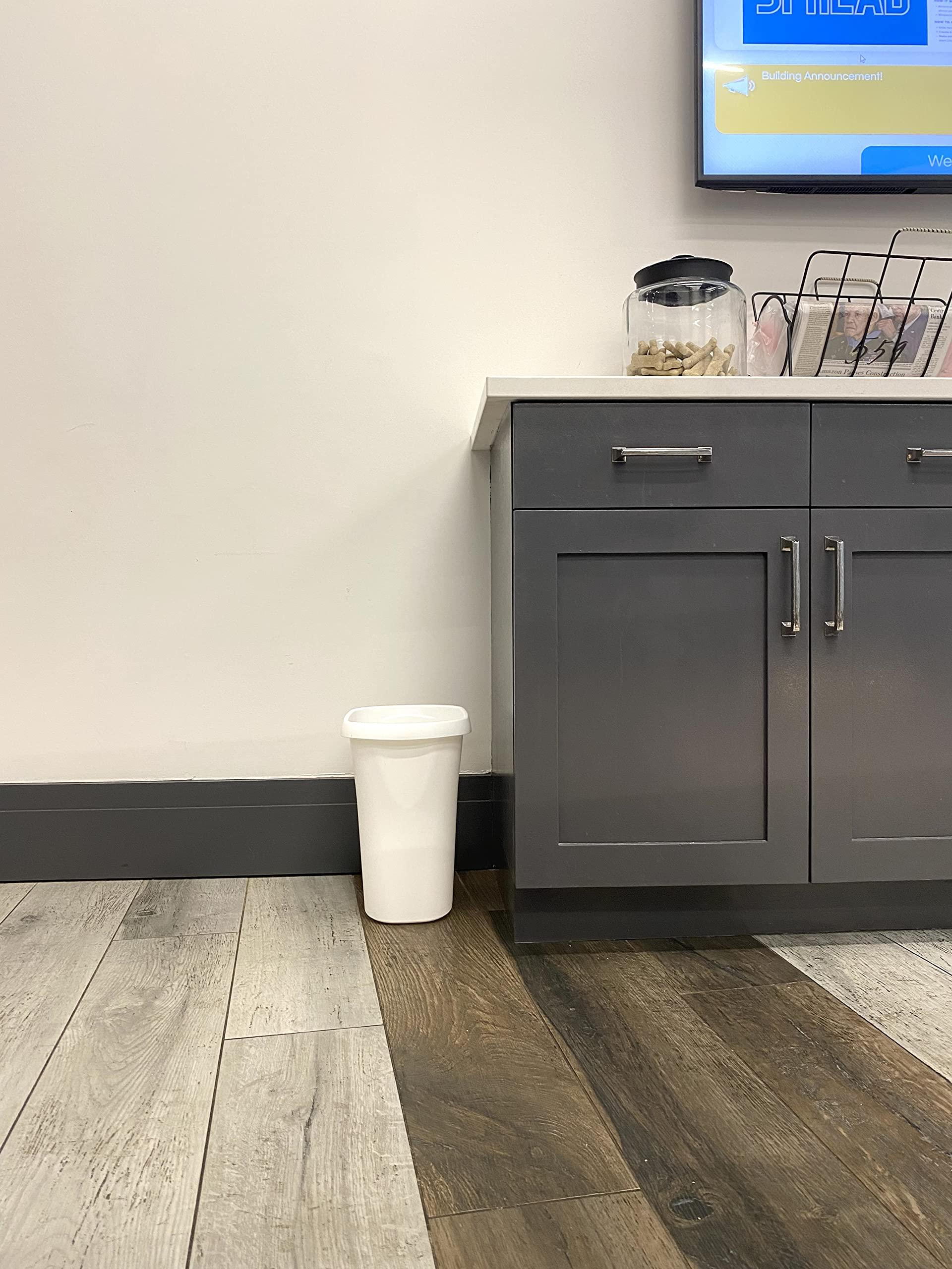 Rubbermaid Rubbermaid Rectangular Open Top Trash Can, 3-Gallon/12-Quart, White, for Under Counter/Kitchen/Office/Bedroom/Bathroom