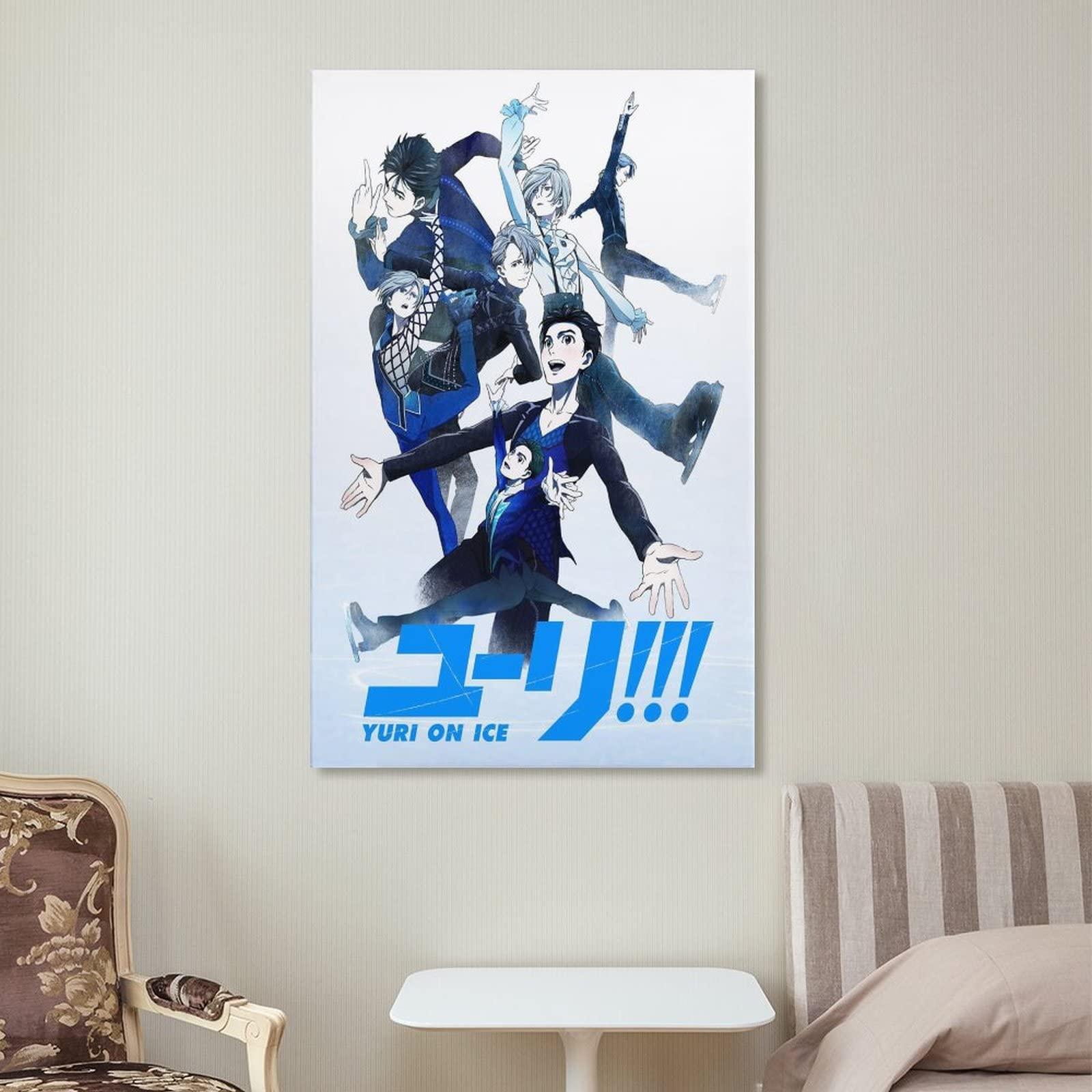 HOUNCPL Anime Posters Yuri On Ice Canvas Prints Yuri On Ice - Group Poster Wall Art Paintings Canvas Wall Decor Home Decor Living Room Decor Aesthetic 24x36inch(60x90cm) Frame