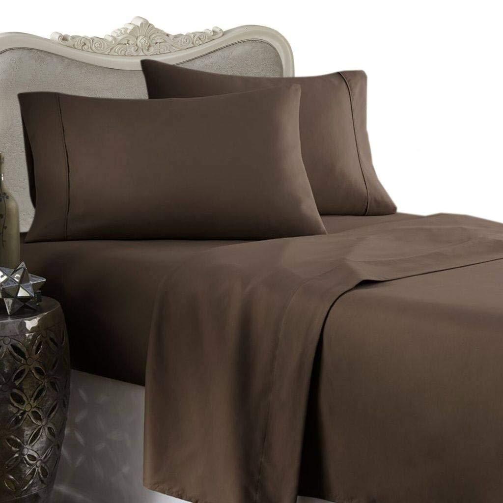 Egyptian Cotton Factory Outlet Store OLYMPIC QUEEN Size, CHOCOLATE Solid / Plain, 1500 Thread Count / 1500TC Long Staple 100-Percent Ultra Soft Egyptian Cotton, Sateen Weave, THREE (3) Piece Bed DUVET SET Including TWO (2) Shams / Pillow Cases