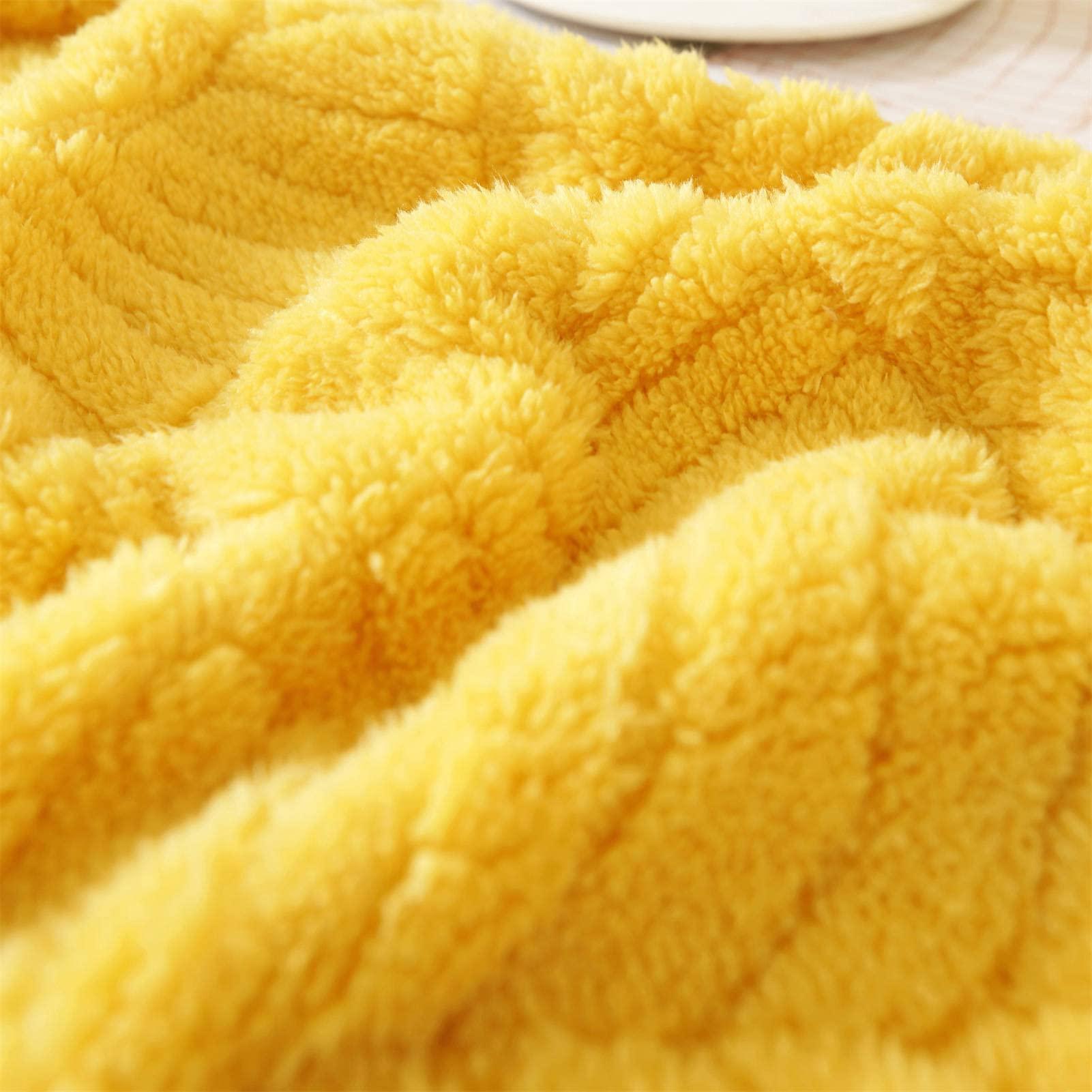 SPOUR Throws for Sofas Large Throws for Settees, Soft Cozy Warm Fluffy Jacquard Blanket for Couch Beds Sofa, Solid Color Sofa Throw Blanket (Yellow-A,180x130cm)