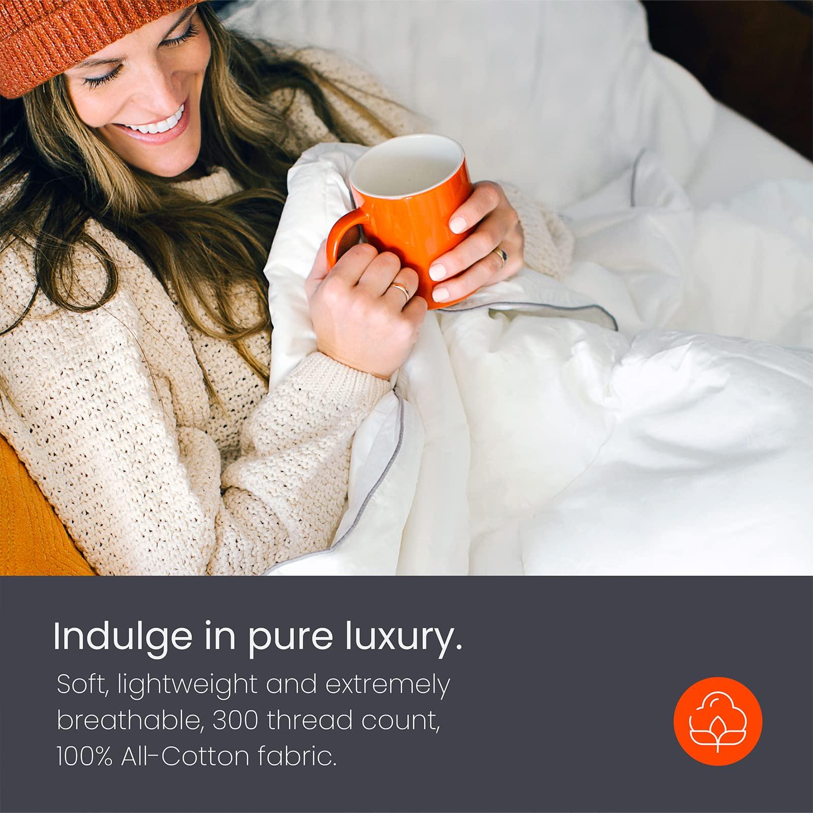 Layla Layla All Season Down Alternative Comforter, (Gray, Twin/Twin XL), 300 Thread Count 100% Cotton Fabric with Corner Loops