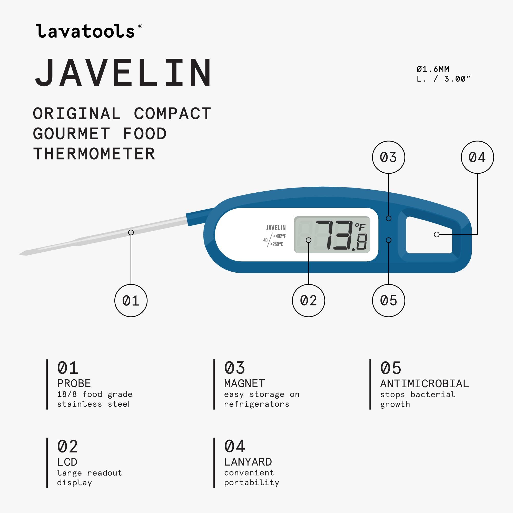 Lavatools Lavatools Javelin Ultra-Fast 2-Second Digital Instant Read Meat Thermometer for Grill and Cooking, 2.75\" Probe, Compact Foldable Design, Large Display, IP65 Water Resistant, NSF Certified Sesame