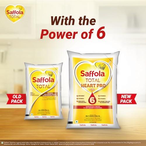 Saffola Saffola Total Refined Oil|Blend of Rice Bran Oil & Safflower oil|Cooking oil|Cholesterol Lowering Oil|Edible Oil 1L Pouch