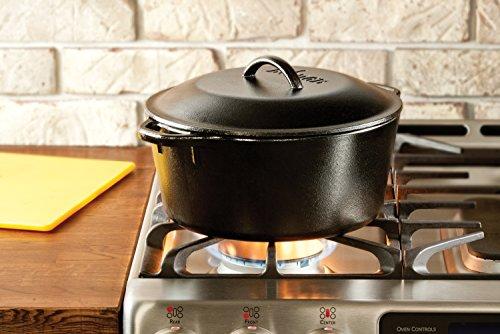 Lodge Lodge L8DOL3HH41PLT Cast Iron Dutch Oven with Handle Holders, 5 quart, Black/Red