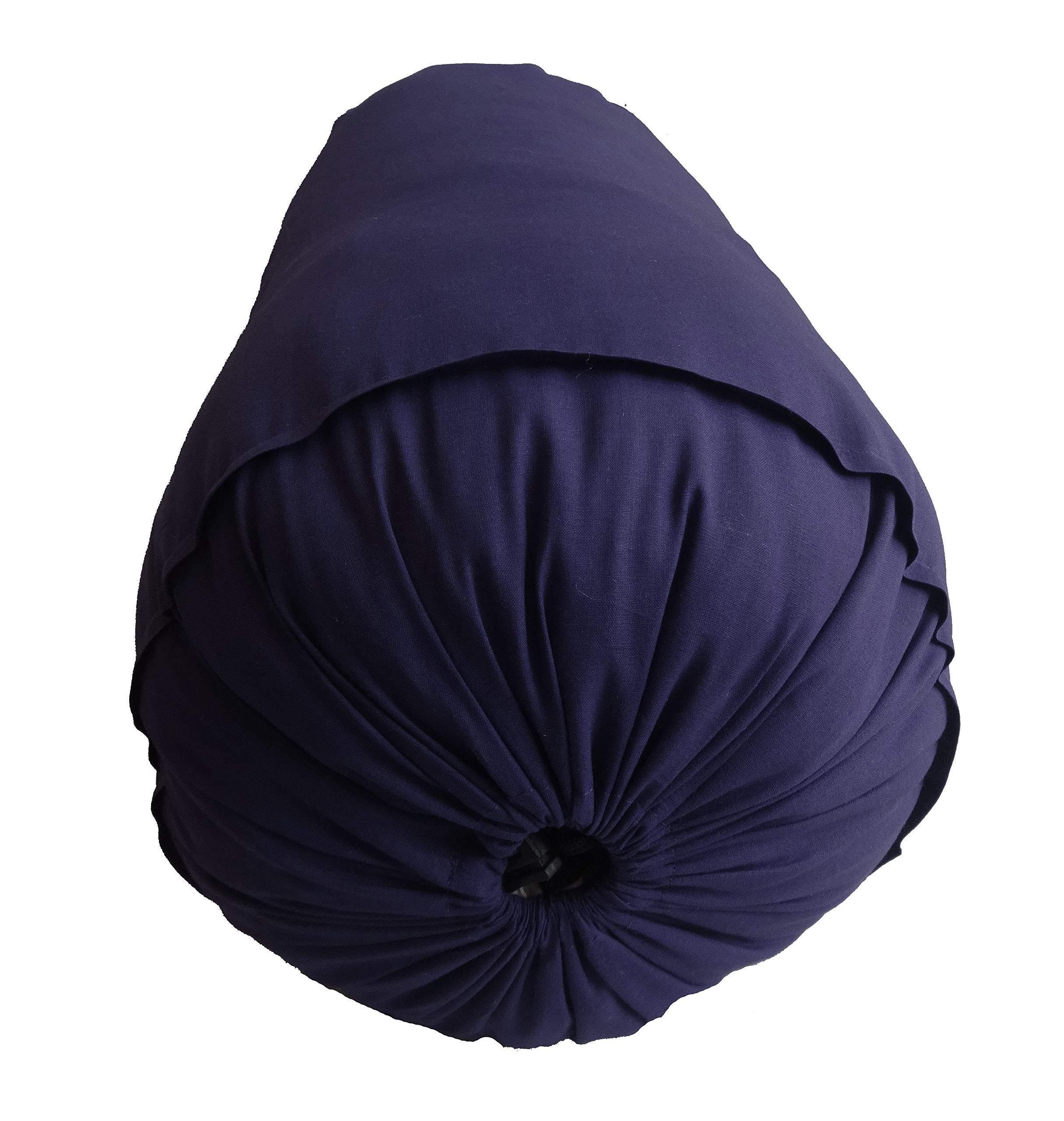 Saffron Navy Blue Bolster Pillowcase - Neck Roll Round Bolster Cover for Bed Sofa Chair Couch Lounge Cotton 6\" Diameter x 34\" Long (15 cm Diameter x 86 cm Long) Removable Cover