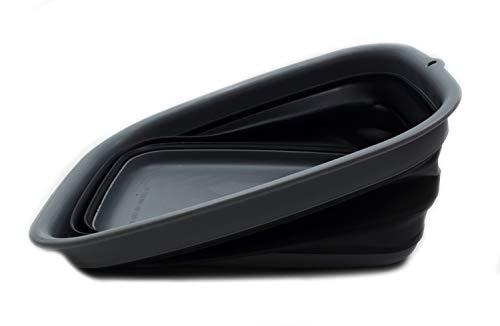 SAMMART SAMMART 9.45L (2.5 Gallon) Collapsible Tub - Foldable Dish Tub - Portable Washing Basin - Space Saving Plastic Washtub (Grey/Black, M)