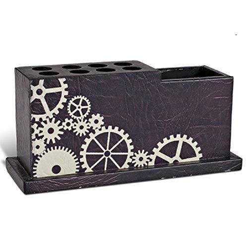 Lone Elm Studios Lone Elm Studios 7" L Faux Leather Pen Holder Christmas, 0InL x 0InW x 0InH, Black