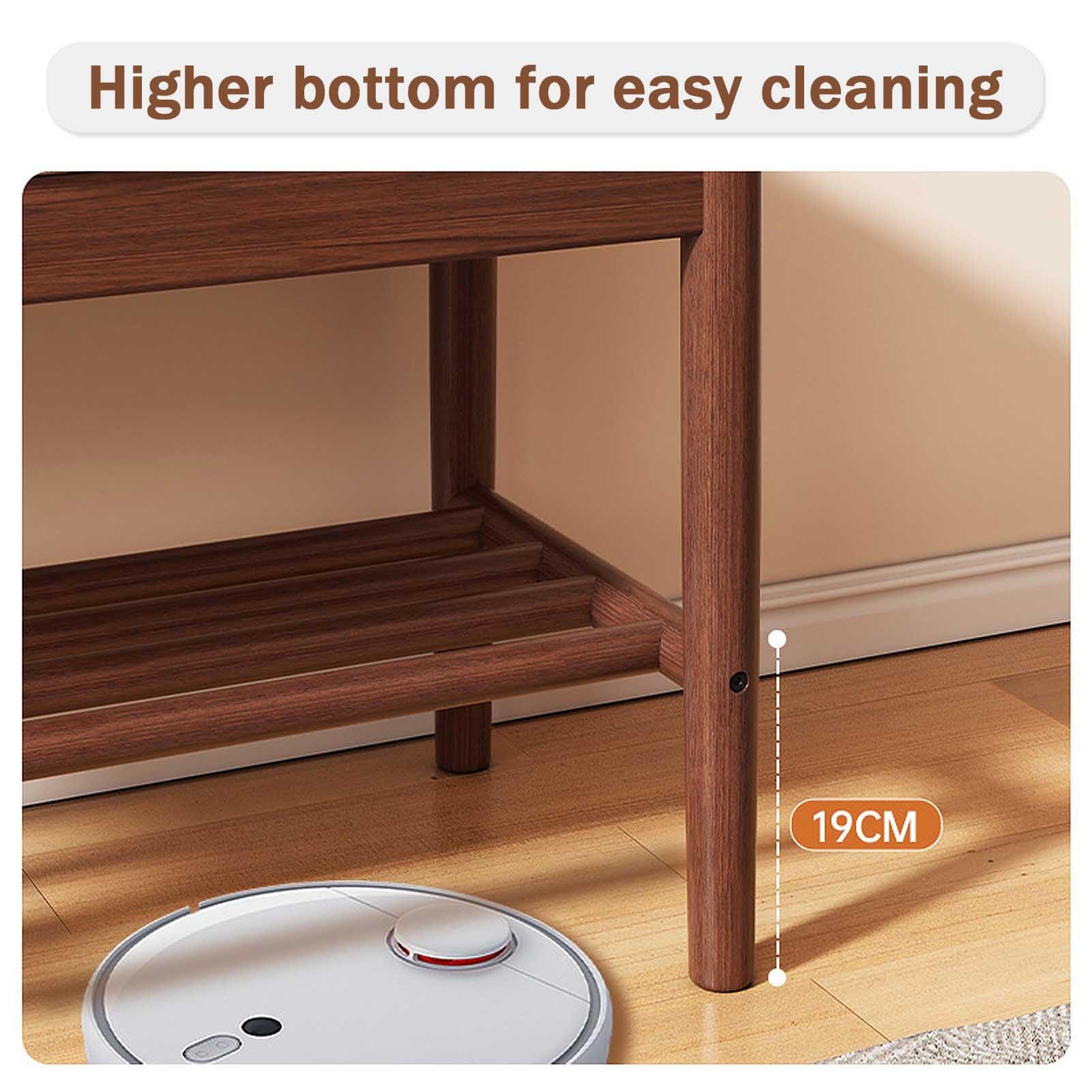 HomeLoft Basics Wooden Shoe Bench, 2-Tier Shoe Rack Shelf Organiser with Padded Cushion Seat, Entryway, Hallway Living Room Accent Furniture