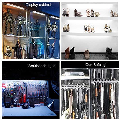 Cefrank Cefrank LED Display Lights, (4) Strip Light Bars for Display Case Shelf Showcase Bookshelf Kitchen Workbench, Plug-in Under Cabinet Lighting - (6000K, Cool White)
