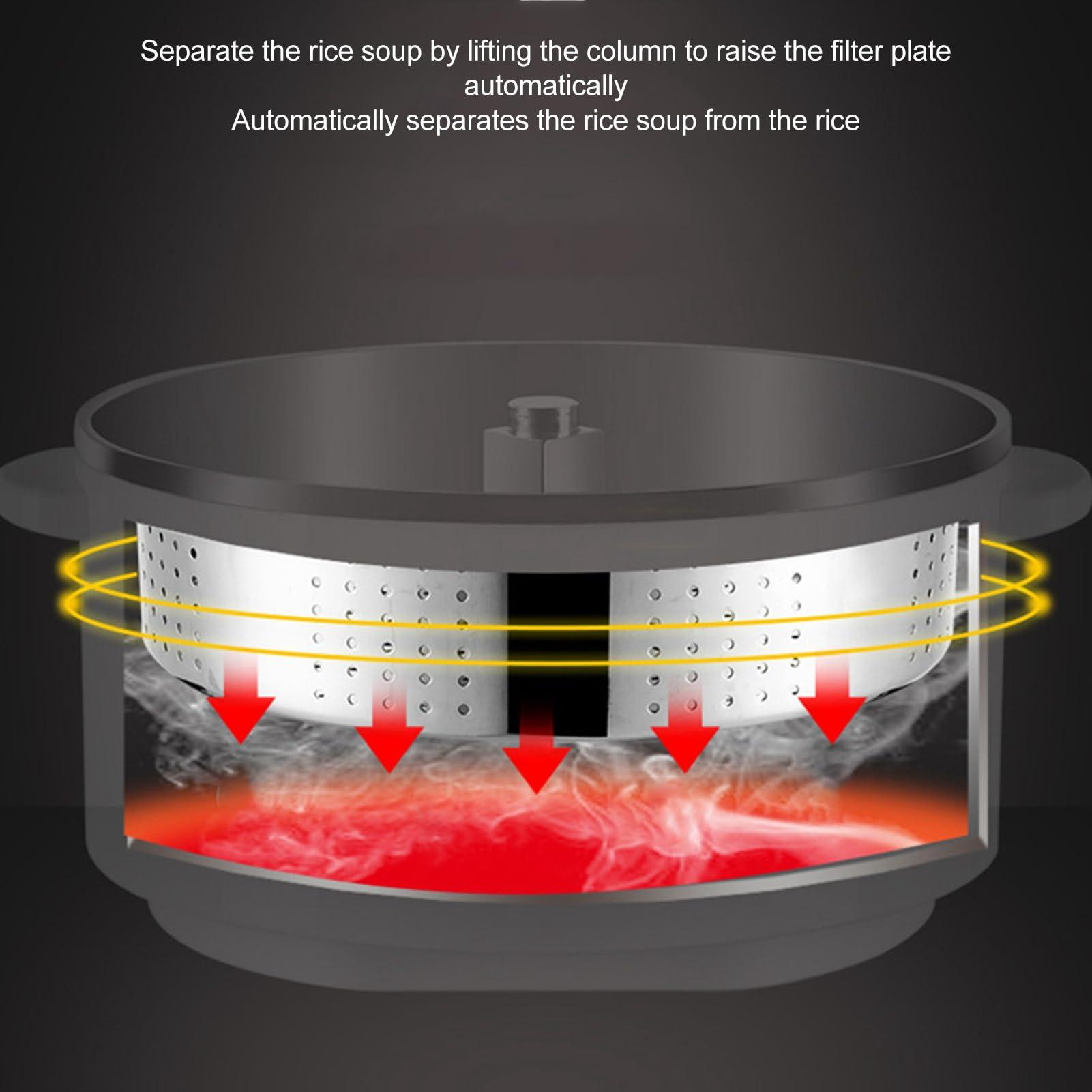 Atyhao 4L Lifting Sugar Removal Rice Cooker with Fast Cooking, 12H Timed Reservation for Steaming Rice Soup (US Plug 110V)