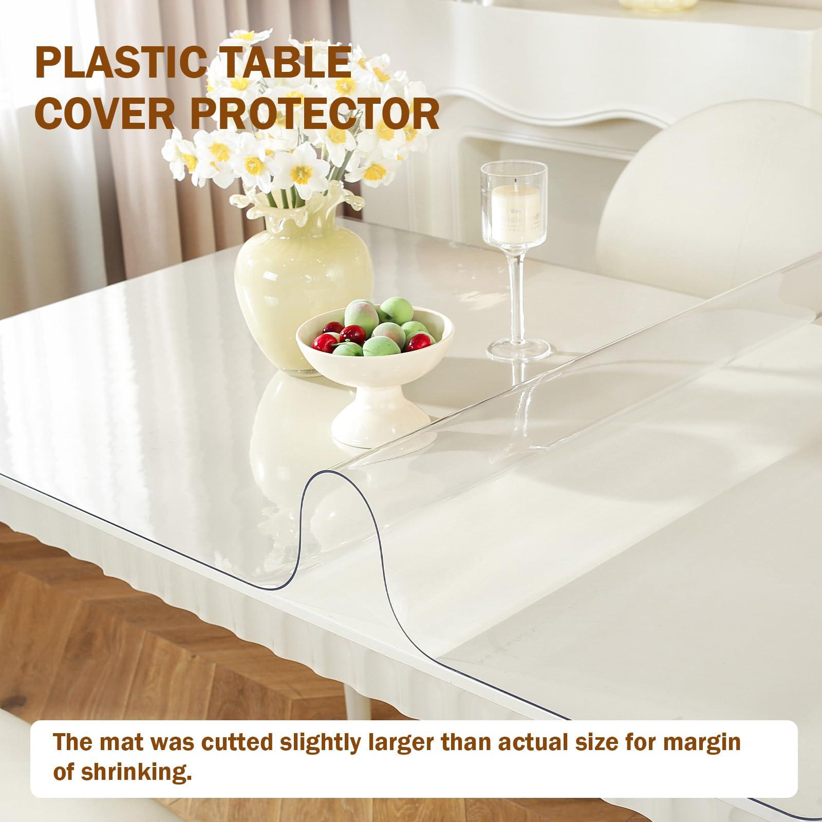 Royhom Royhom Clear Table Cover Protector 2mm Thick, 54 x 120 Inch Table Protector for Dining Room Table, Waterproof Plastic Table Cover Square, Dining Table Protector for Wood, Kitchen Table