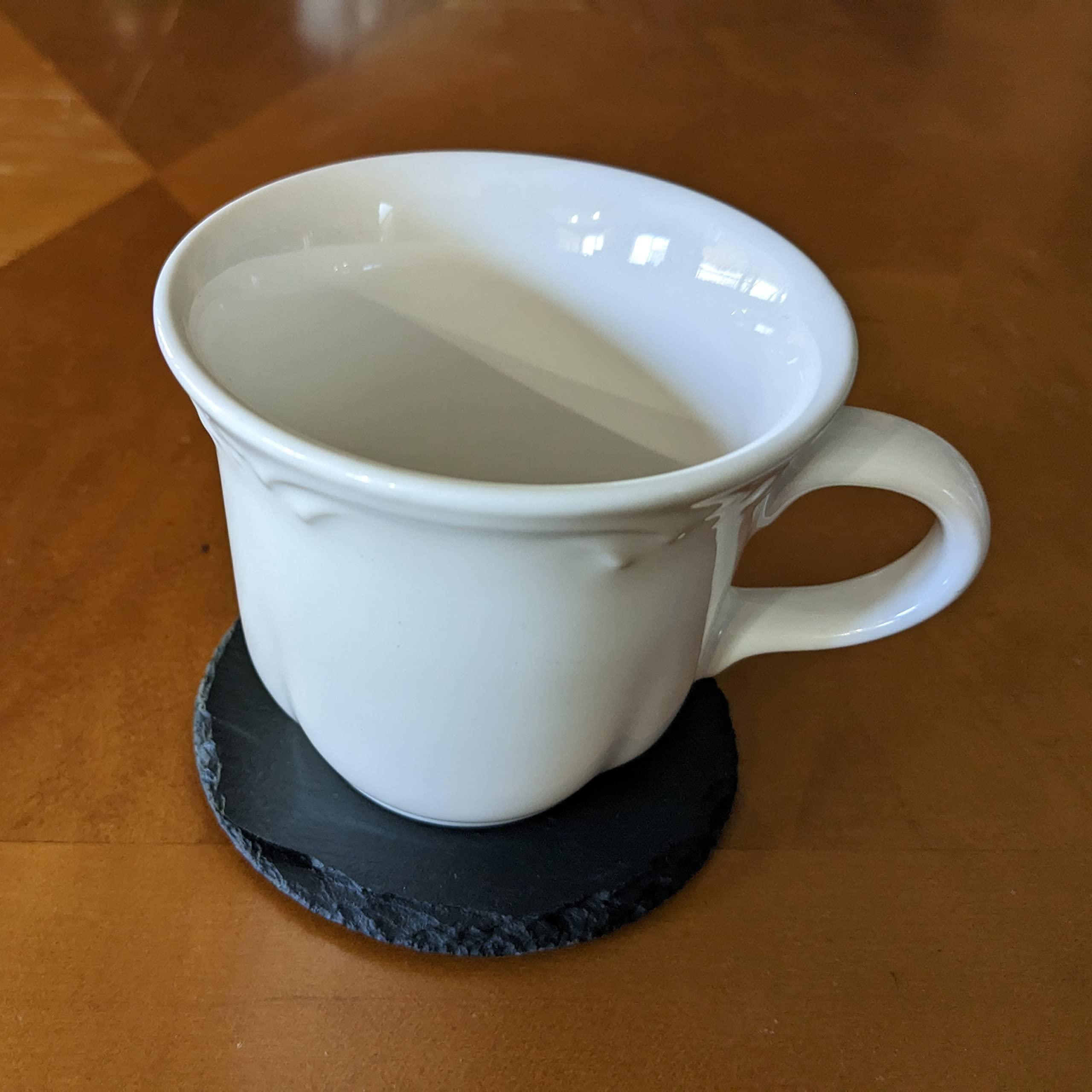 McIntosh Woodworking & Laser Engraving \"Mountain Majesty\" Slate Coasters with Stunning Mountain Scene Design - Perfect for Home and Office Decor and Protection of Surfaces, available in square or round Coasters - Round Slate - set of 8