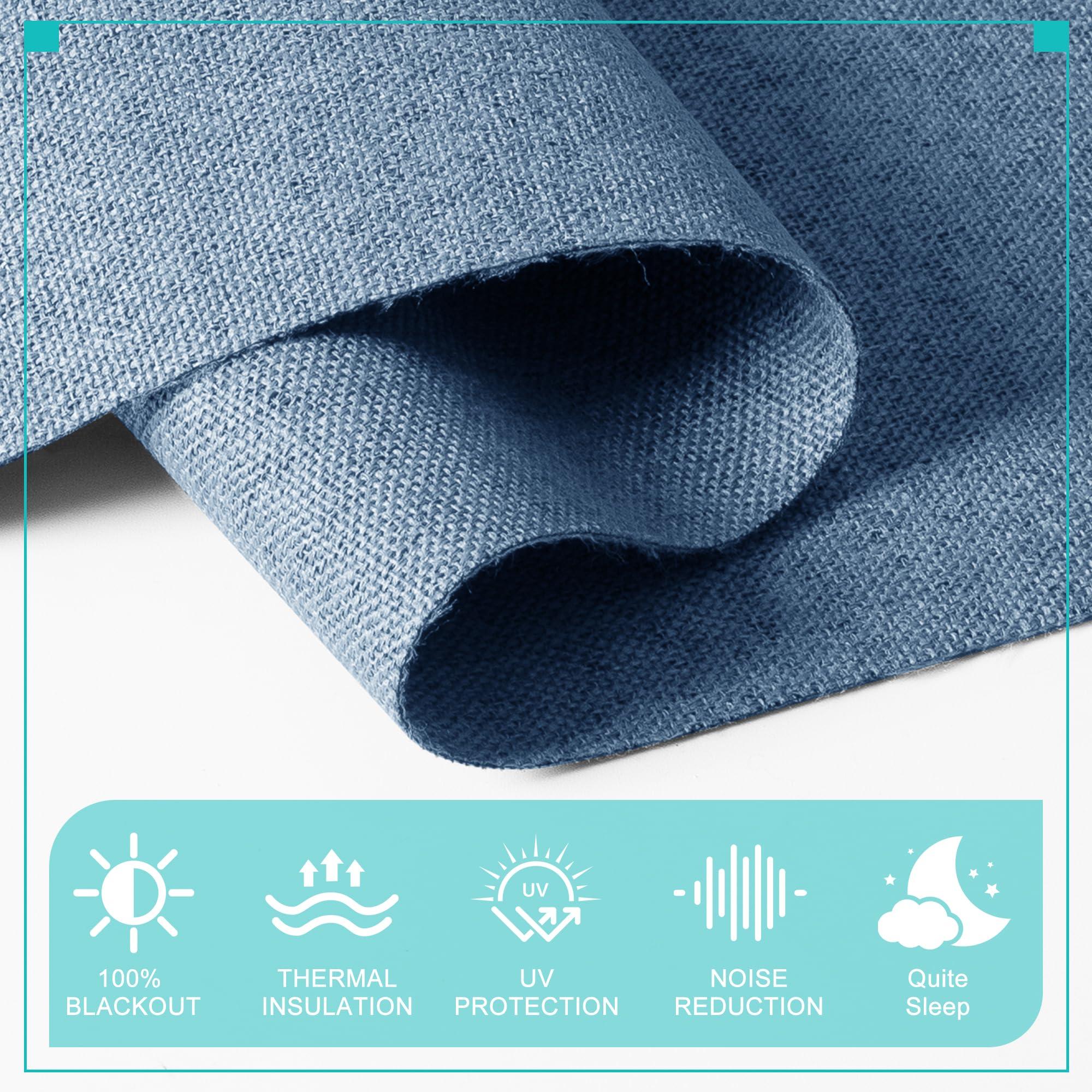 BERISSA BERISSA No Drill Cordless Roman Shades for Window, Blackout Roman Blinds Room Darkening Roll up Blinds Easy Install Linen Roman Window Shades for Inside Mount,35" W x 66" H,Jacquard Blue